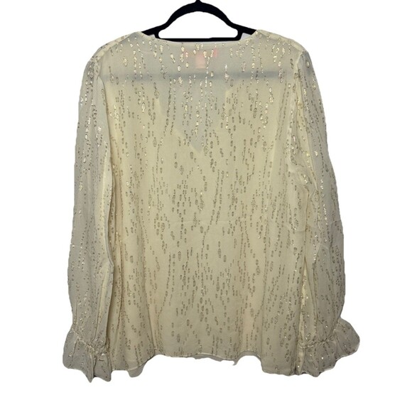 Lilly Pulitzer SZ XL the ELLAREY Blouse metallic Gold 100% Silk glam evening - Picture 2 of 6